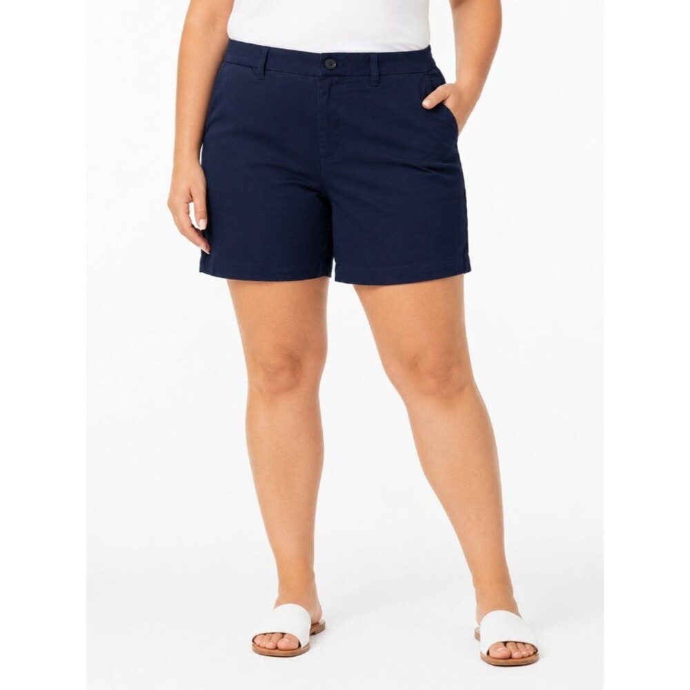 Lands Plus End Fit 3 (Relaxed Fit) Navy Blue Bermuda Shorts Size 18